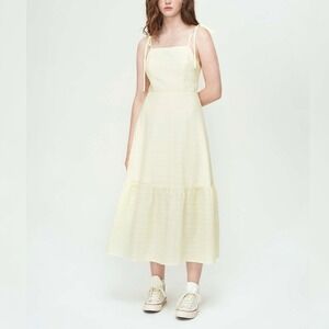 New Cider Pale Yellow Spaghetti Strap Midaxi Dress Size Large